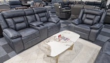 Nova 3 + 2 Electric Recliners 'Elephant Grey Skin with Black Trims' Sofa Set