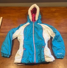 Girls Pacific Trail Outdoor Wear Blue Pink Winter Jacket Lined Hood Size M 8/10 