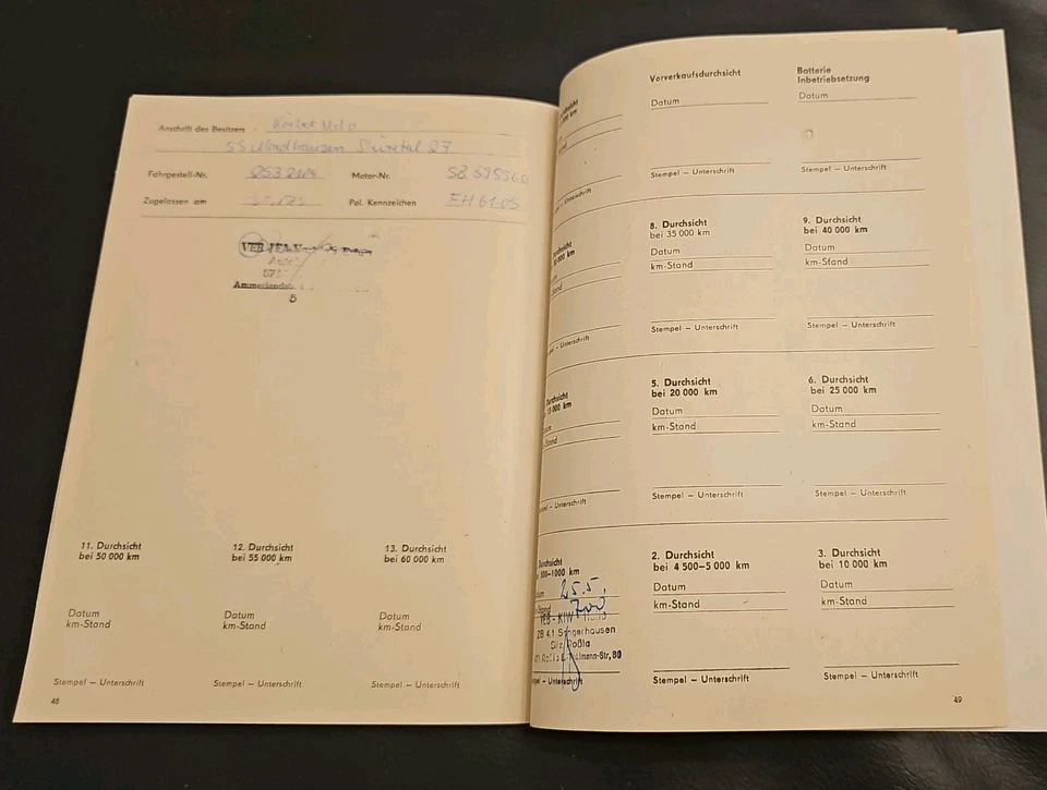 Trabant Service & Anleitungsheft ● VEB Sachsenring ● 1 Eintragung ● Top Zustand  - Bild 4 von 4