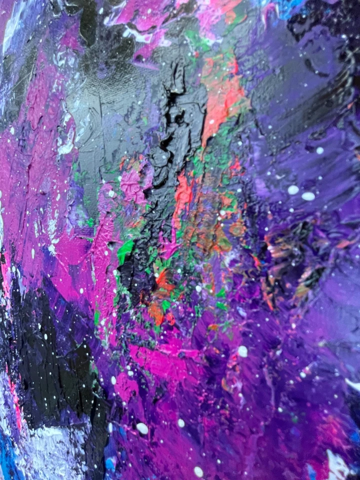 Arte Original "Cósmico" 20x20 Lienzo Expresionismo Diseño Abstracto Arte Hogar Foto 4 de 4