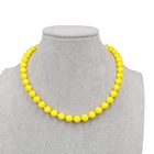 Vintage Bright Yellow Beaded Necklace Estate Costume Jewelry 15"
