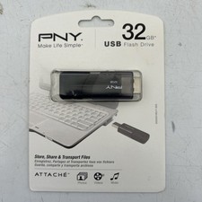 PNY 32GB USB Flash Drive Black Compact File Document Storage Factory Sealed