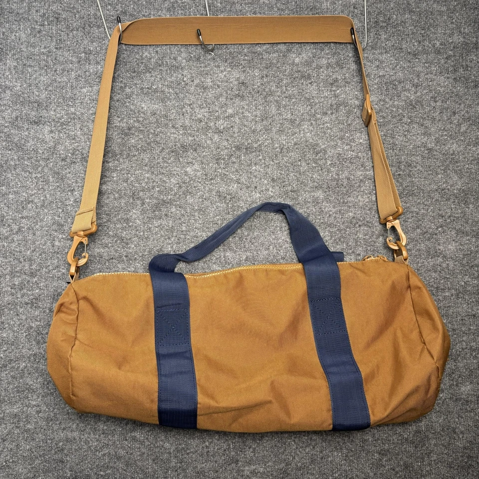 Herschel Supply Co Duffel Bag Tan Blue Canvas Weekender Travel Shoulder Strap - Image 2 of 4