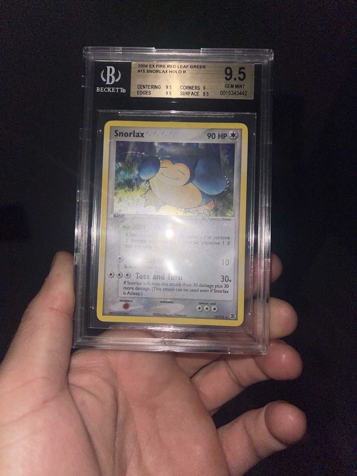 Snorlax 15/112 FireRed & LeafGreen Holo BGS 9.5