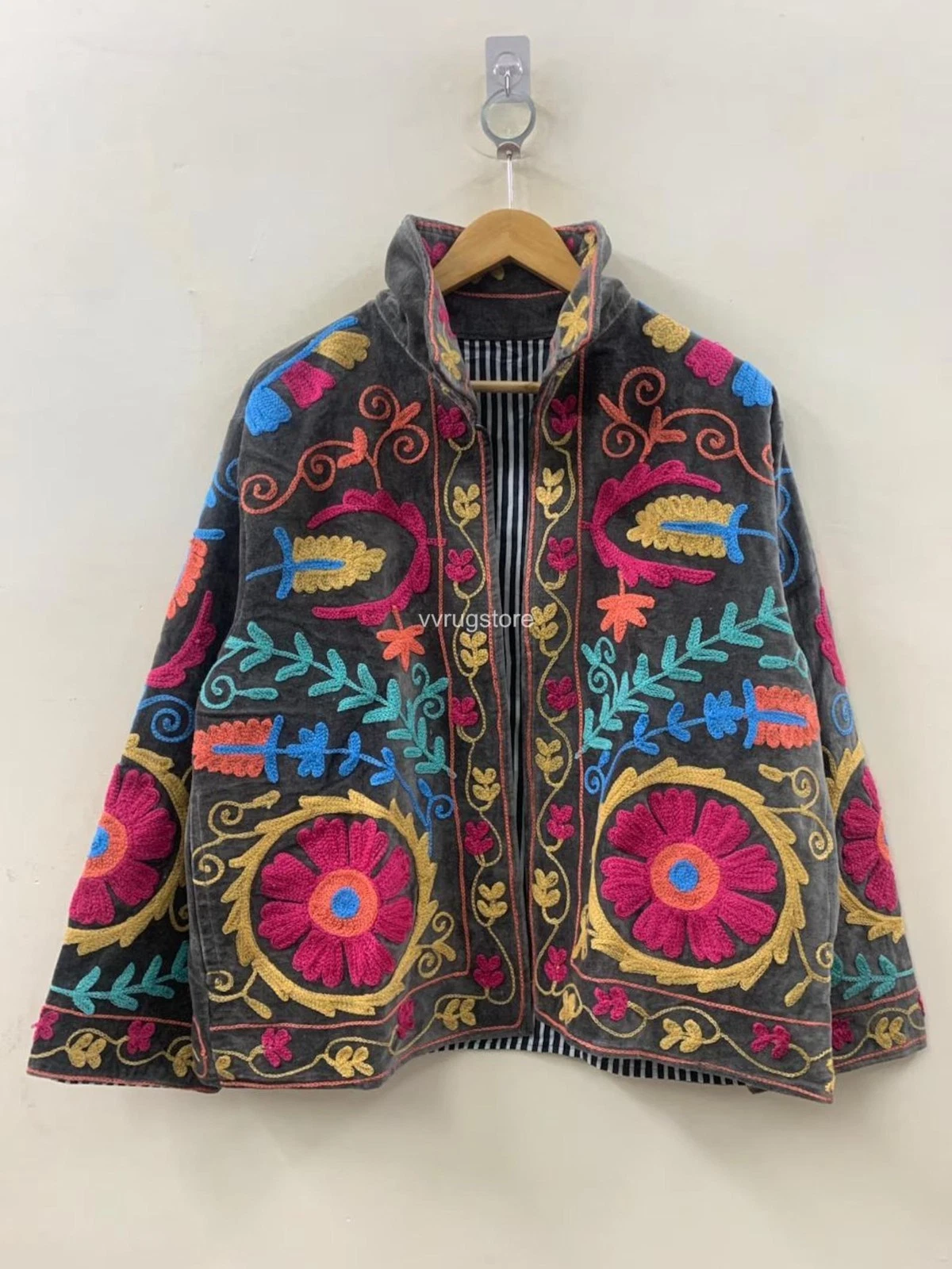 Velvet Suzani Jacket Vintage Her Outerwear Boho Chic Coat Womens Fashion Jacket