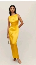 Reformation Zya sleeveless silk maxi dress Gold Sz 8 Column High Neck Back Slit