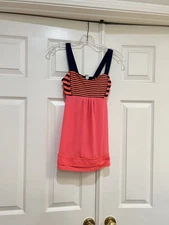 Lululemon Back on Track top navy and orange built in sports bra tank top size 4