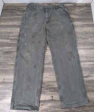 Carhartt B11 MOS Duck Utility Work Pants Moss Green 38x36 36x34 Distressed