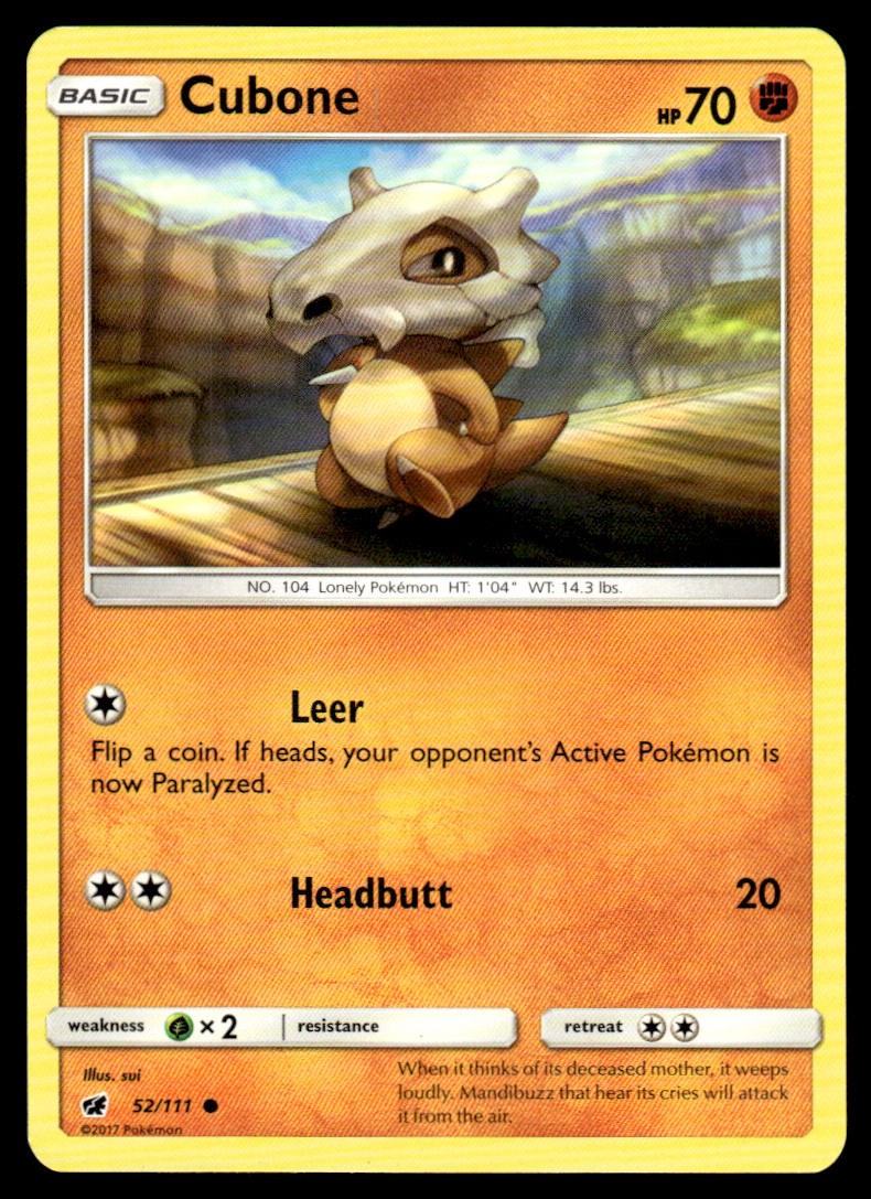 Cubone 52/111 Common Crimson Invasion Pokemon MP