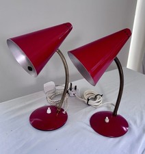 VINTAGE PAIR RED G A SCOTT TL33 MACLAMP 60s/70s GOOSENECK DESK LAMPS