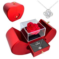Best 2025 Preserved Red Rose With Hollow Clavicle Necklace Jewelry Boxes with