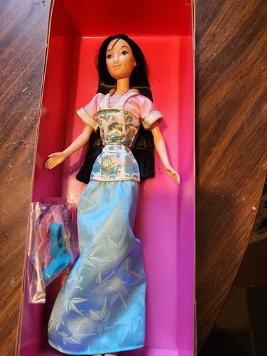 Vtg Disney Mattel Mulan Satiny Shimmer Doll Princess Box Barbie Collectible 1998
