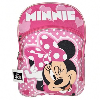 Disney Minney Mouse Pink School Backpack Front and Side Pockets