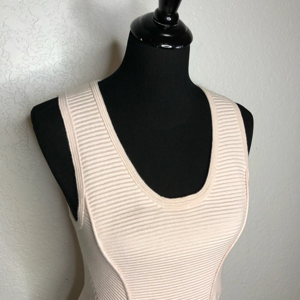 Vestido 3.1 Philip Lim Rosa Claro Acanalado Mezcla Cachemira Tejido Sin Mangas Talla Grande Foto 2 de 4