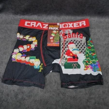 Crazy Boxers South Park Christmas Cartman Santa Line Boxer Briefs, Large