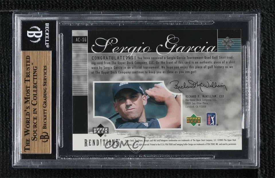 2003 Upper Deck Renditions Apparel Collection Sergio Garcia BGS 9.5 GEM MINT - Image 2 of 2