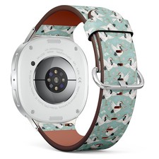 Cranes Blossoms Teal Vegan Leather Watch Band 40/44/46mm