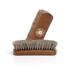 Premium Shoe Brush, Horsehair, Concave Handle for Premium Grip, Brown