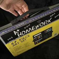 BRAND NEW - A+ Homework, 67 Piece Art Set, Includes: Art Brushes - Fast Ship !