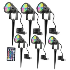 Christmas Outdoor Landscape Spotlight with Timer, 10W LED Color 6 Lights