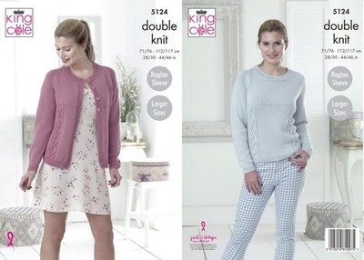 King Cole 5124 Strickmuster Damen Pullover Cardigan DK Garn Größe 28-46 Faltblatt
