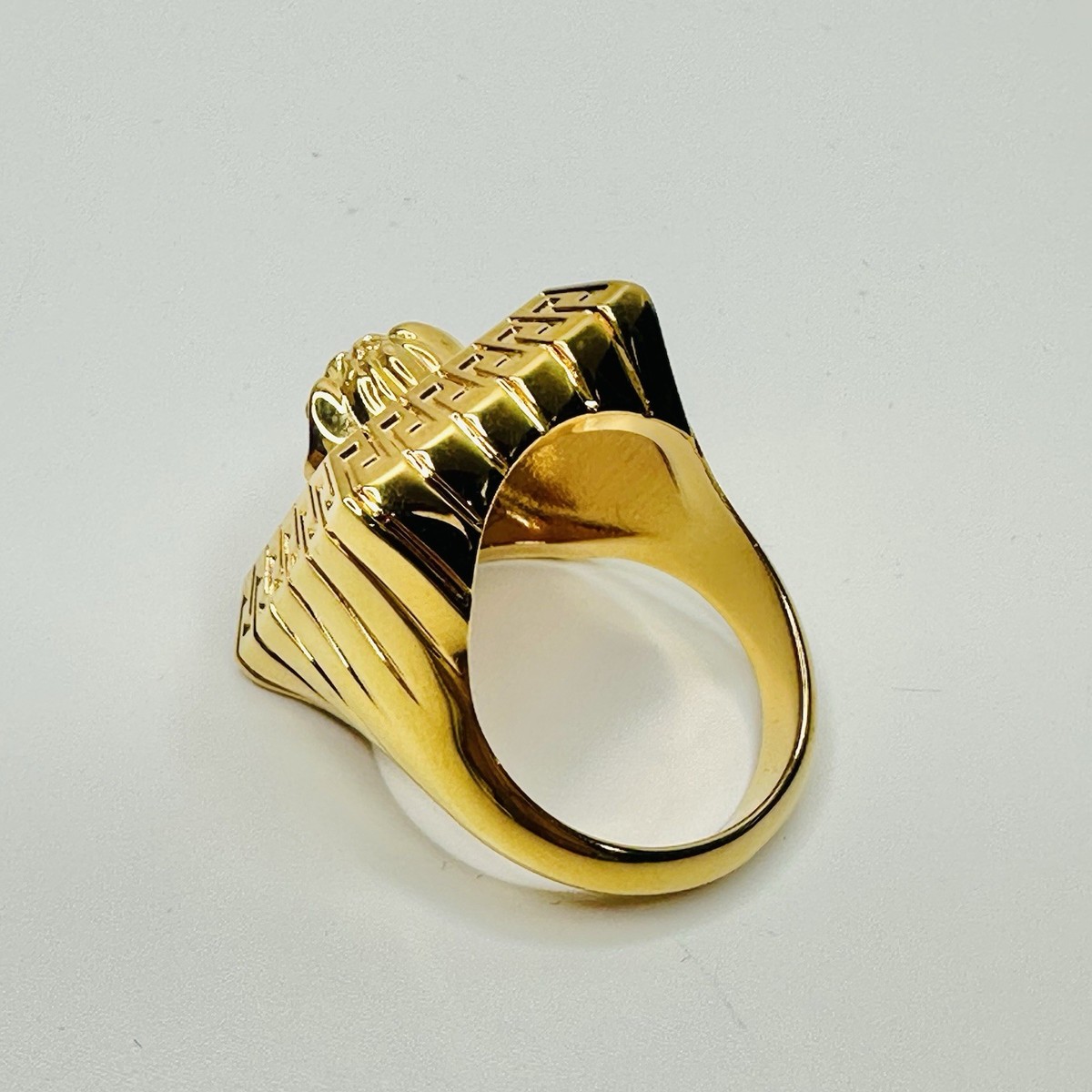 NIB Versace Medusa Head Square Ring 19/ US 8.5 Gold Silver Tone