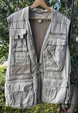Vintage Banana Republic Men s Safari Vest, Sz Large Khaki 100 Cotton 80s EUC