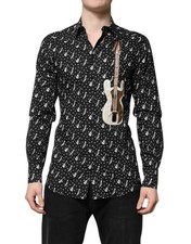 Dolce & Gabbana Black GOLD Instrument Embellished Men's Shirt Authentic