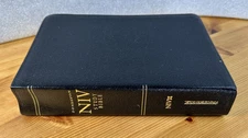 1984 NIV Study Bible Personal Size Black Bonded Leather Indexed USA Print VG