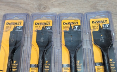 Lot of 4 DeWALT DW1582 1'' X 6'' 1-1/4 7/8 1/2 Wood Boring Spade Bits