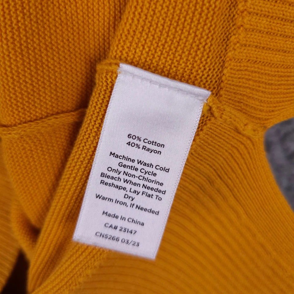 Talbots Sweater Womens LP Yellow Cardigan Button Up V Neck Lightweight Knit - Image 4 of 4