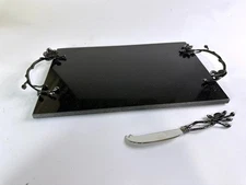 Michael Aram Black Orchid Marble Tray and Cheese Knife