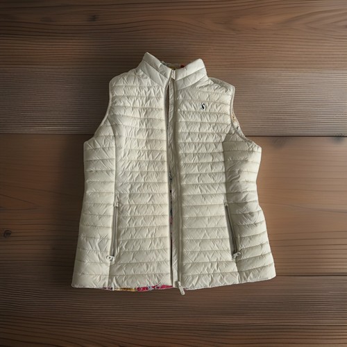 Women’s Joules Sz 14 "Right As Rain"  packable Puffer Vest With Floral Lining