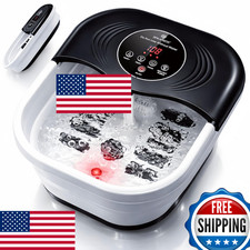 Collapsible Foot Spa: Heat, Bubble, Red Light, Temp Control, 8 Rollers Pumice