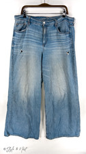 American Eagle Ultra Wide Leg Jeans 14 Super High Rise Distressed