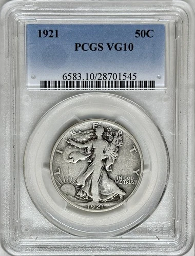 1921 WALKING LIBERTY HALF DOLLAR PCGS VG10