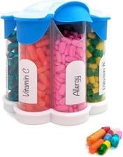 Extra Large Blossom Pill Dispenser with 7 Compartments and Labels Included