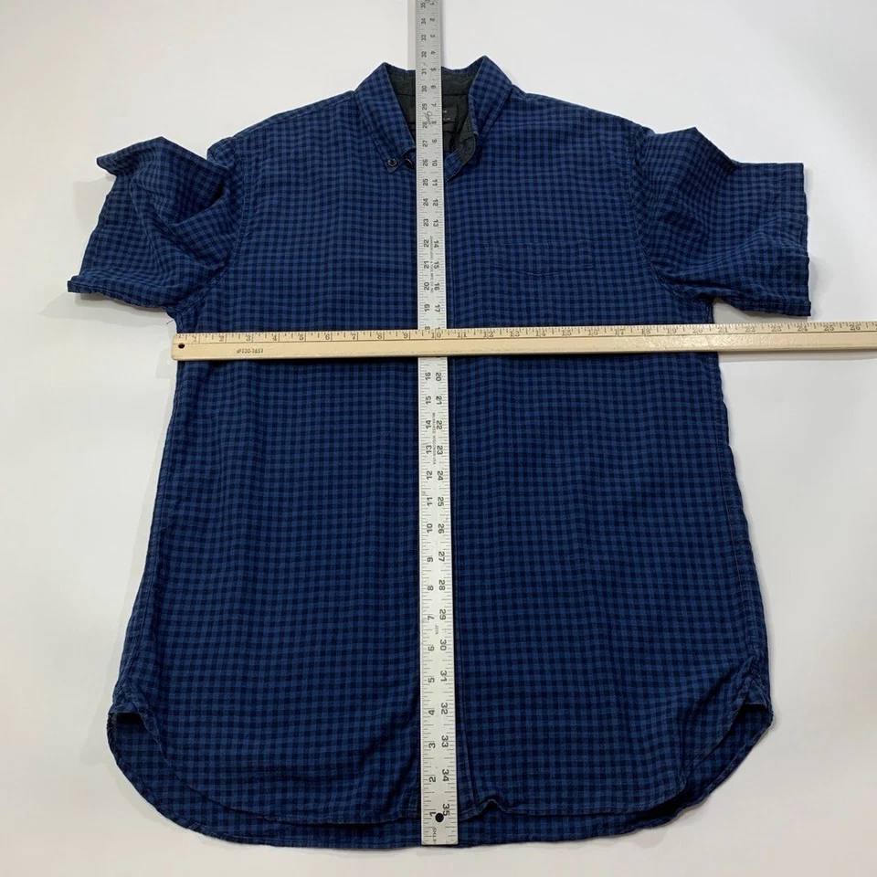 Rag & Bone Shirt Men L Large Prussian Blue Black Gingham Classic Fit Button Down - Image 4 of 4