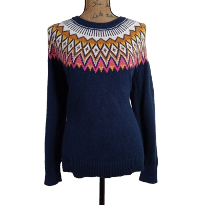 トップス AS M NL FAIR ISLE CREW SWEATER Old Navy Fair Isle Sweater M Crew Neck Nordic Knit Navy Cream