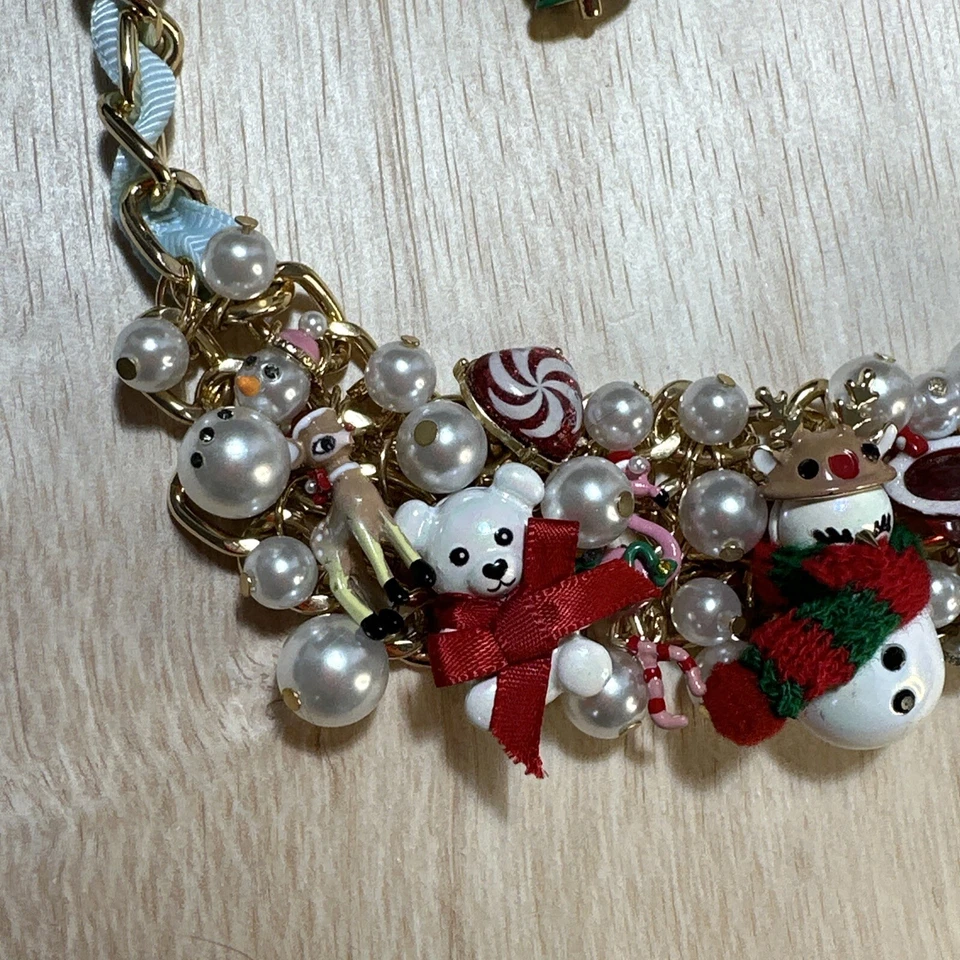 Betsey Johnson Collar Navidad Dije Vacaciones Perla Pendientes Conjunto Navidad Foto 2 de 4
