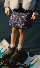 NWT Zara Kids Girl's Contrast Floral Skirt Navy Blue/Multi Color Size 13- 14 y