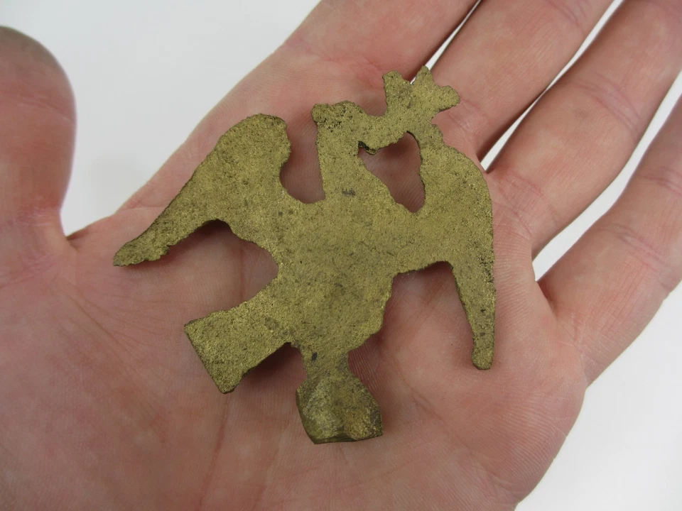 Vintage Brass Finial Top Ormolu Antique Hardware Old Mount Winged Eagle Bird  - Image 4 of 4