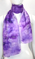 Purple Tie Dye Scarf with Butterfly Print Unknown Brand & Material Size 11"X68"