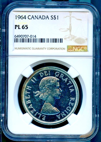 1964 $1 Silver Charlottetown Canadian Dollar MS 65 PL NGC # 6490707-014 + Bonus