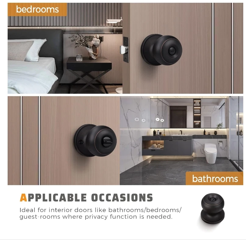 Perillas de puerta interiores de bronce frotado con aceite, perillas de puerta interiores dormitorio, bronce... Foto 4 de 4