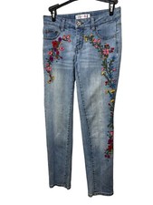 Annie Target Jeans Embroidered Floral 5 Pocket Distressed Girls Size 12