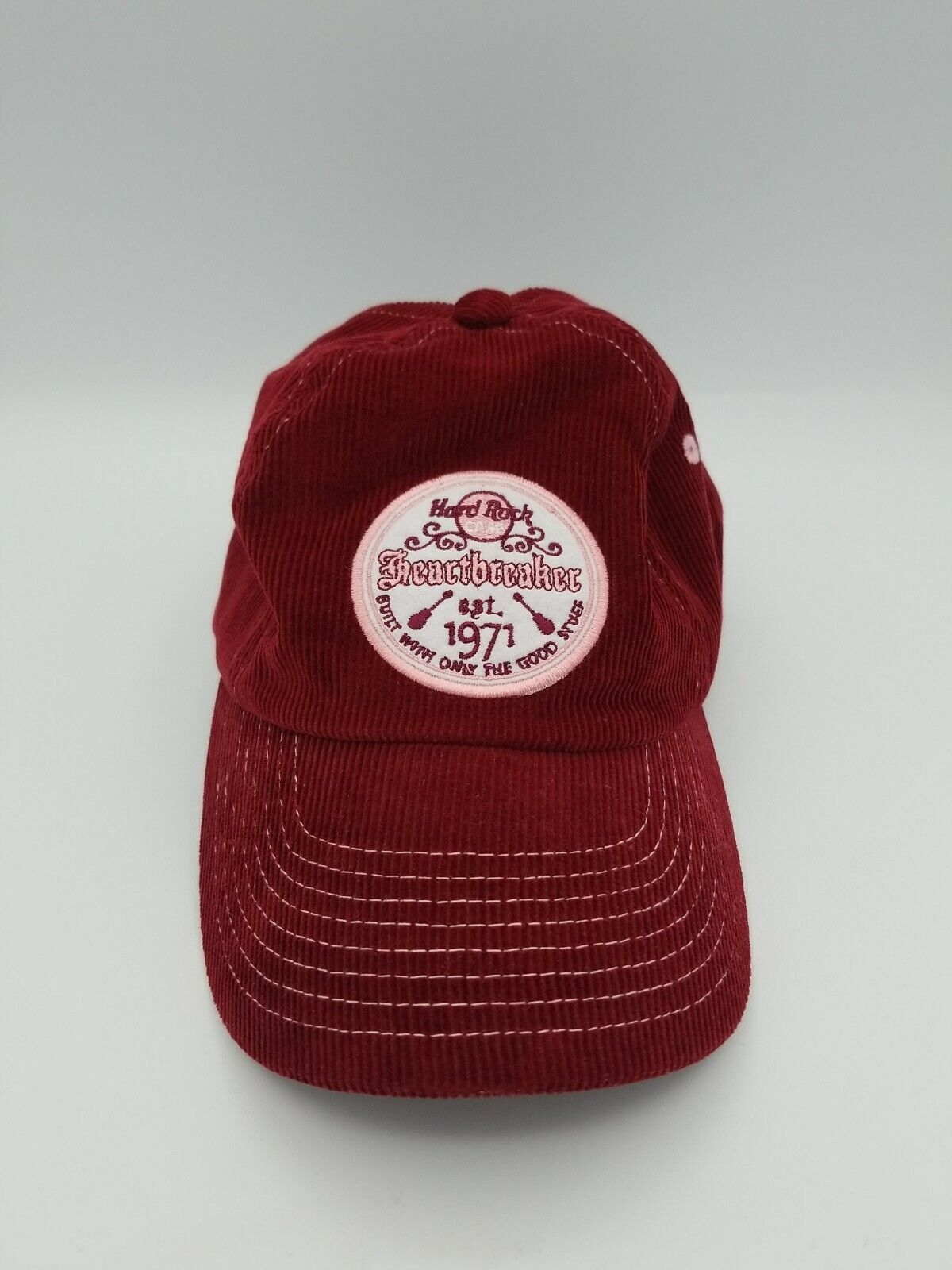 Hard Rock Cafe Heartbreaker Las Vegas Burgundy & Pink Corduroy Baseball Cap Hat