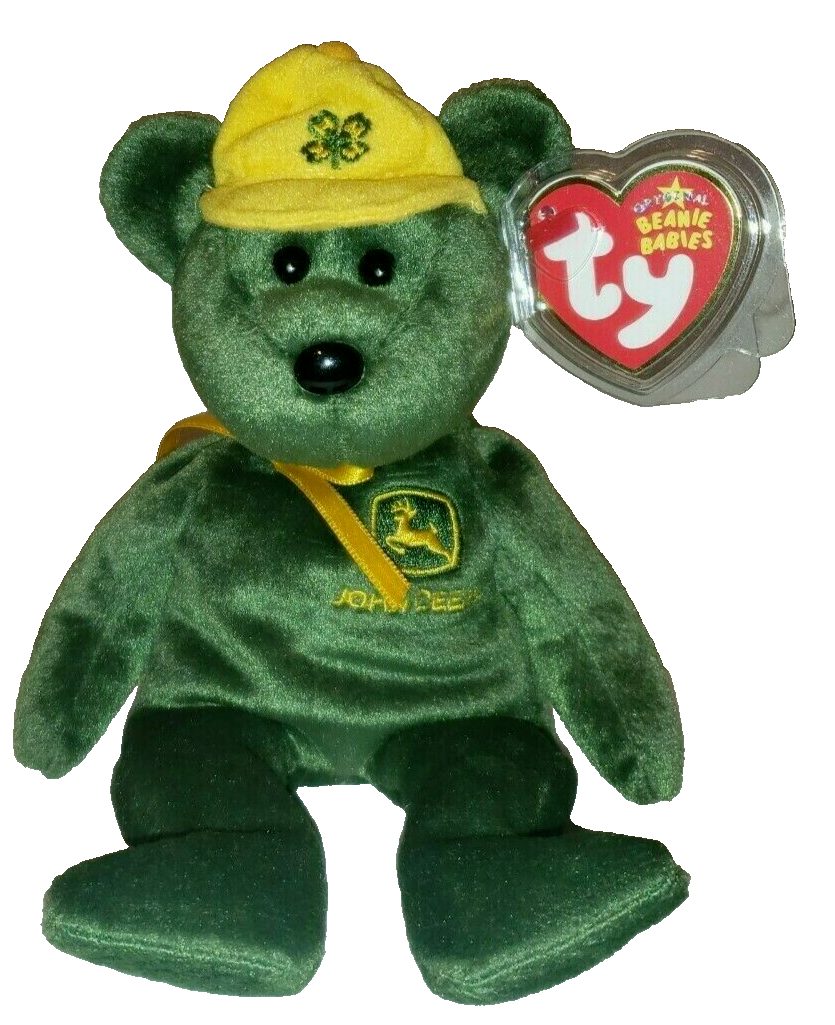 Ty Beanie Baby JOHNNY Bear John Deere 4-h Club Exclusive 8.5