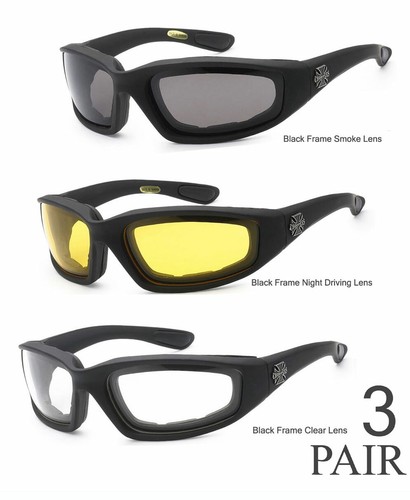 1 or 3 Pairs Choppers Padded Foam Wind Resistant Sunglasses Motorcycle Glasses - 第 13/32 張圖片