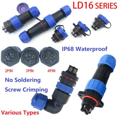 IP68 Wasserdichter Luftfahrt Stecker 2/3/4Pin 4-8mm Kabel Draht Schraub-Crimpen